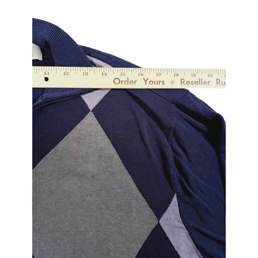 Bobby Chain Men's 1/4 Zipper Sweater Blue & Gray Size Large - Picture 4 of 7